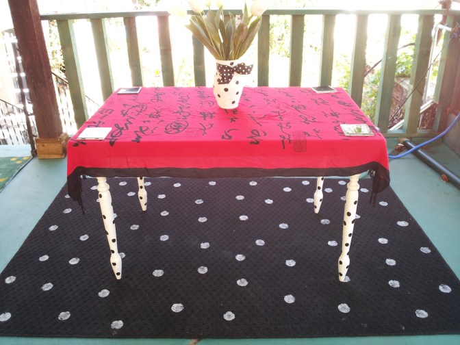 Polka dot painted rug